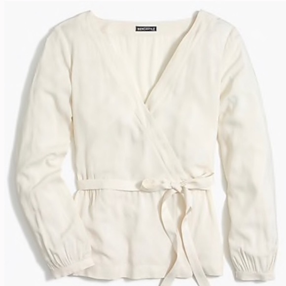 J crew ivory rayon tie wrap top new flaw!